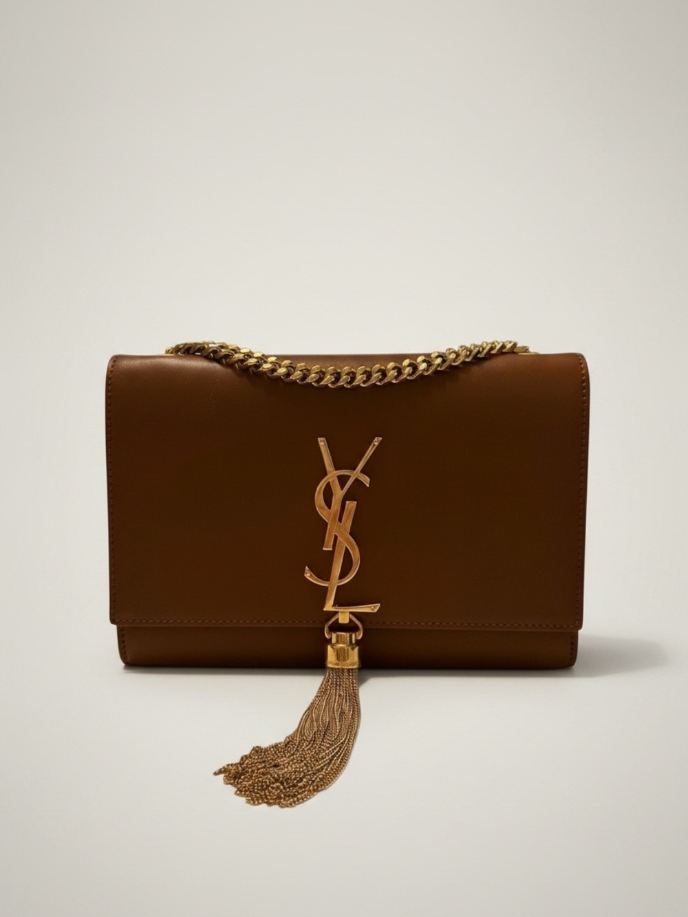 Yves Saint Laurent YSL Kate Tassle Tan/Gold Chain Shoulder Bag